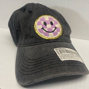 Black Cap with Smiley Face Patch